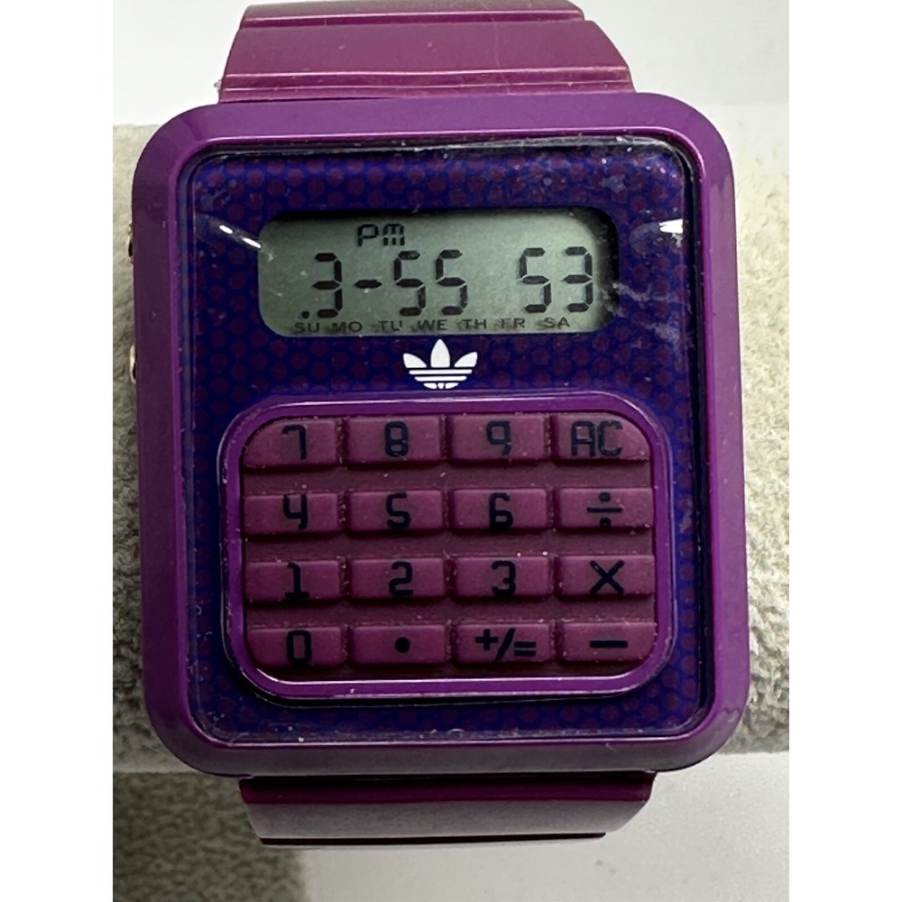 Adidas ADH4042 New Battery Calculator Watch Purple Working 40MM 7.5" D65